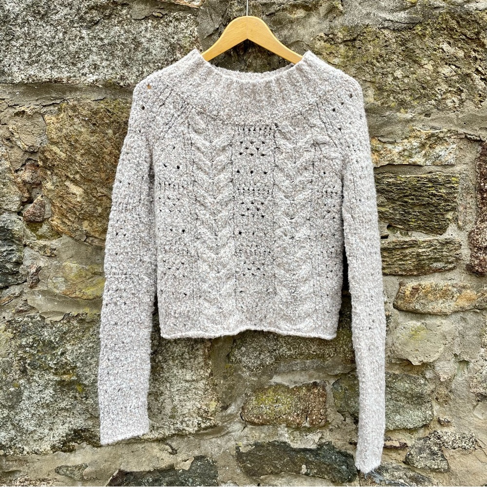 Free People Fuzzy Cableknit Sweater Size M